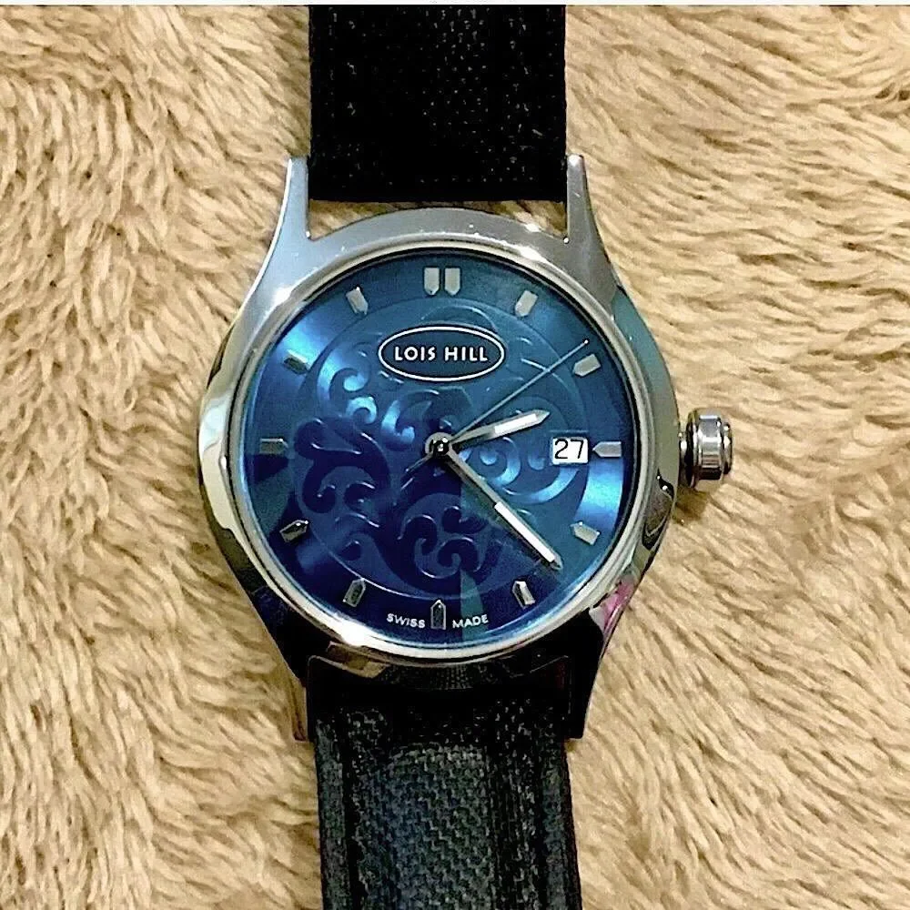 Rare LOIS HILL Watch LH 0006 Blue Face Black Band - Picture 2 of 10